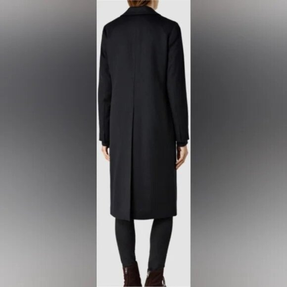 AllSaints Womens Baye Wool Blend Double-Breasted Coat Gold Buttons US 4 UK 8 - Picture 2 of 15